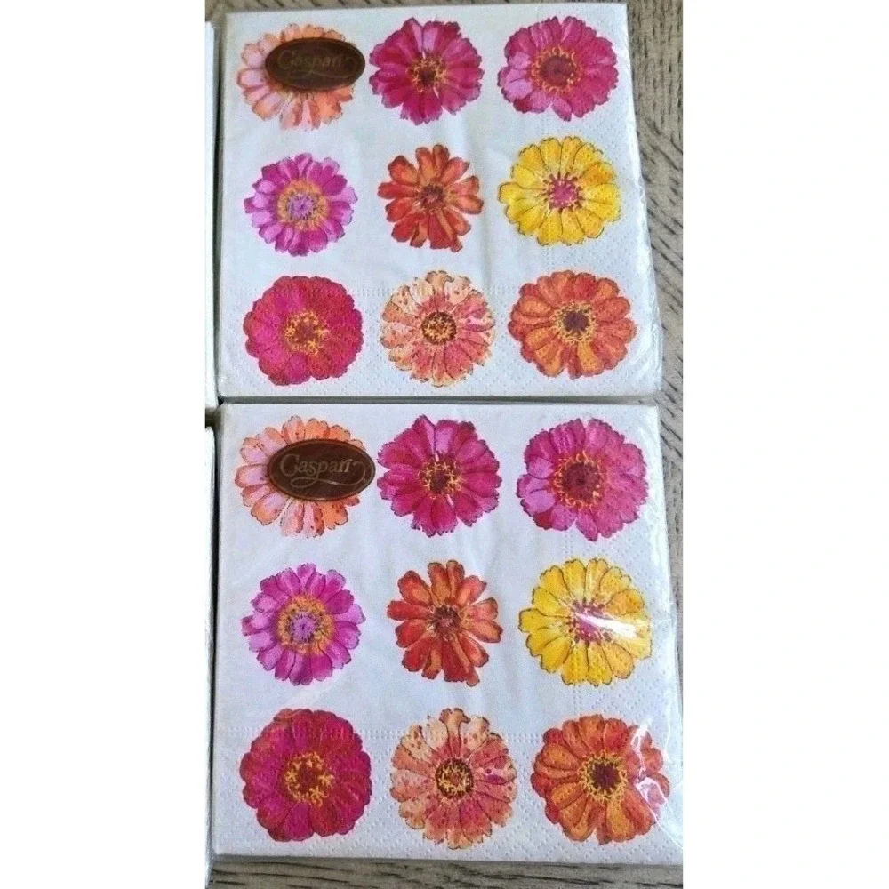 Vintage Caspari Napkins Flowers ZINNIA Paper Cocktail Napkins New NOS